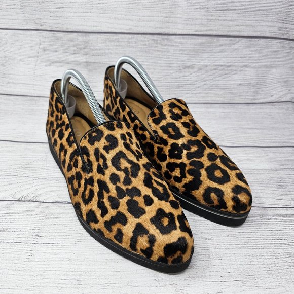 Franco Sarto Mercy‎ Women's Slip On Tan/Black Leopard Print Real Fur Size 9.5 - Picture 1 of 12